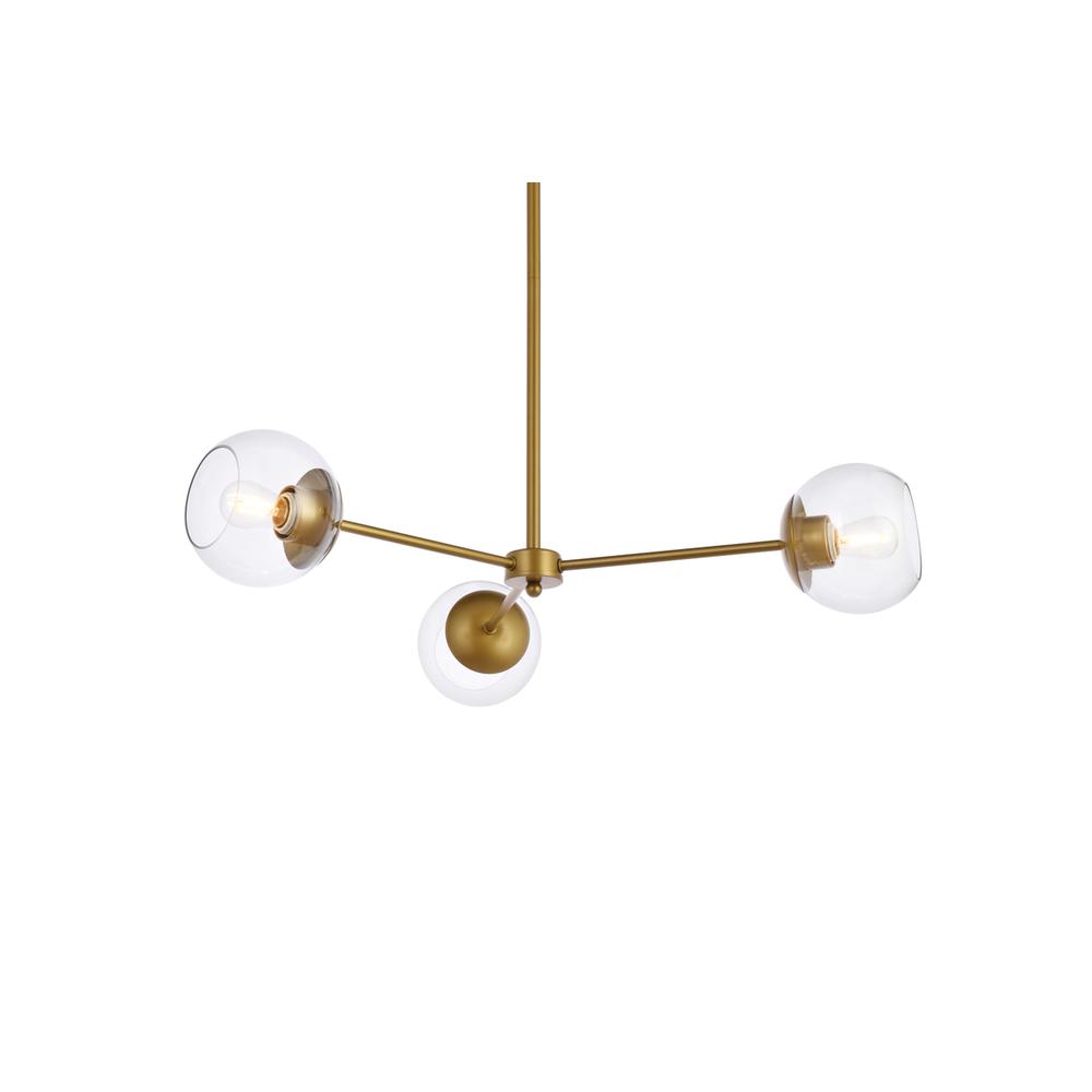 Briggs 32 Inch Pendant In Brass With Clear Shade. Picture 2
