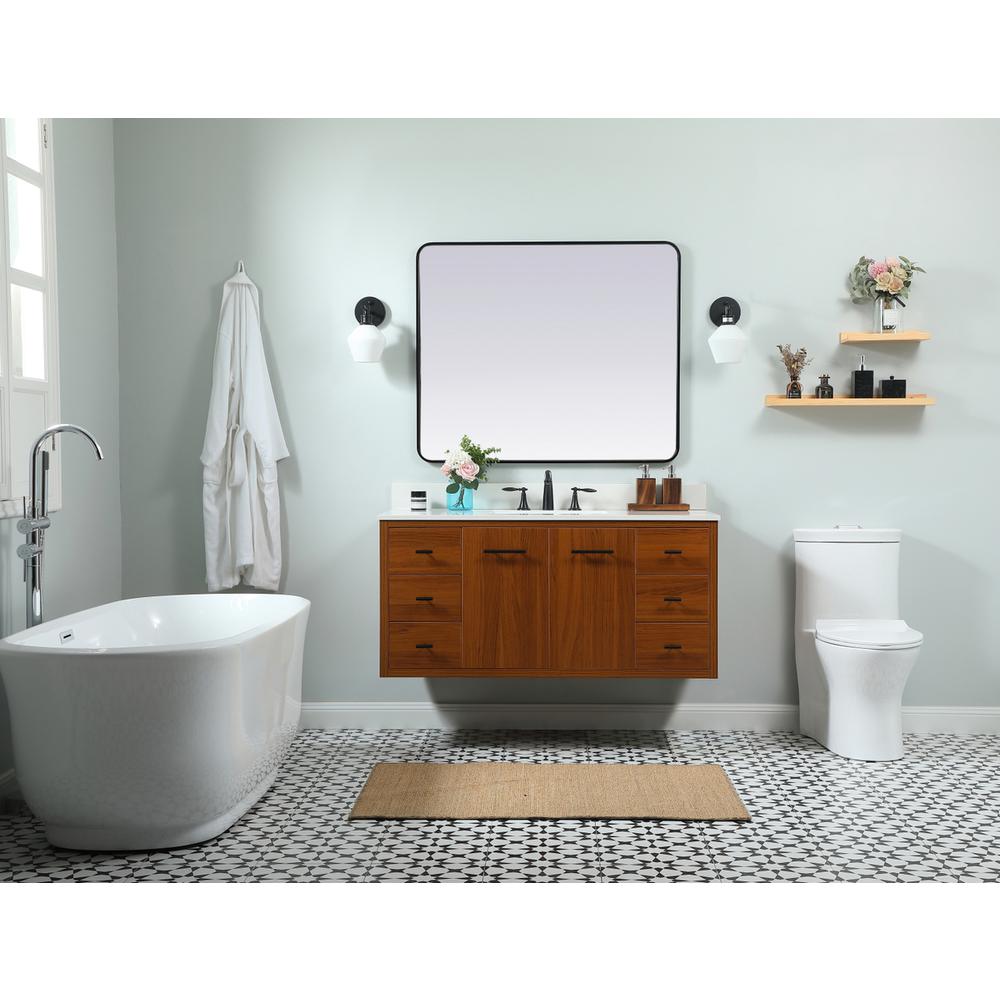 48 Inch Single Bathroom Vanity In Teak With Backsplash. Picture 7