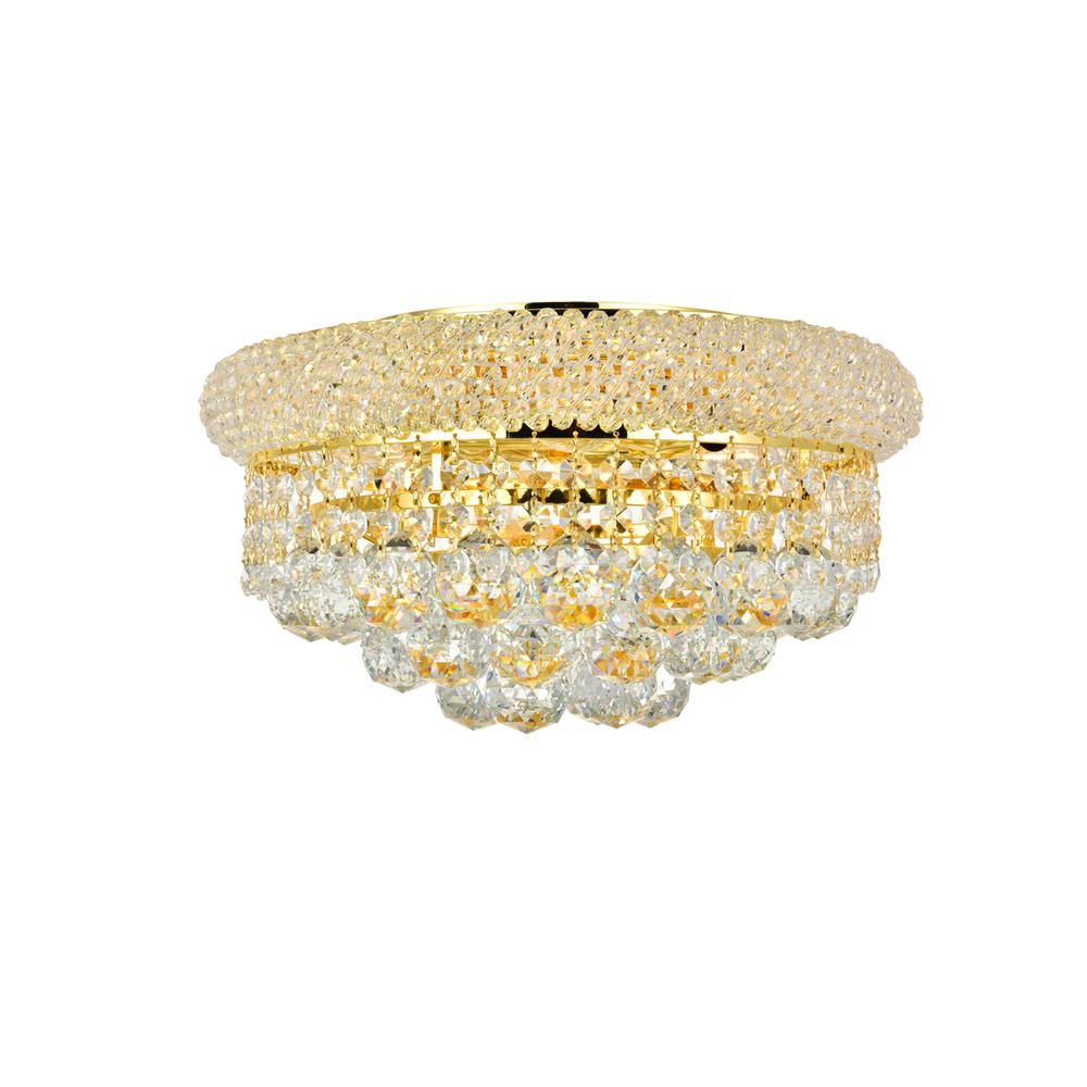 Primo 6 Light Gold Flush Mount Clear Royal Cut Crystal. Picture 1