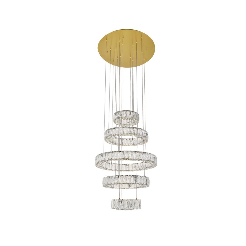 Monroe Integrated Led Chip Light Gold Chandelier Clear Royal Cut Crystal. Picture 6
