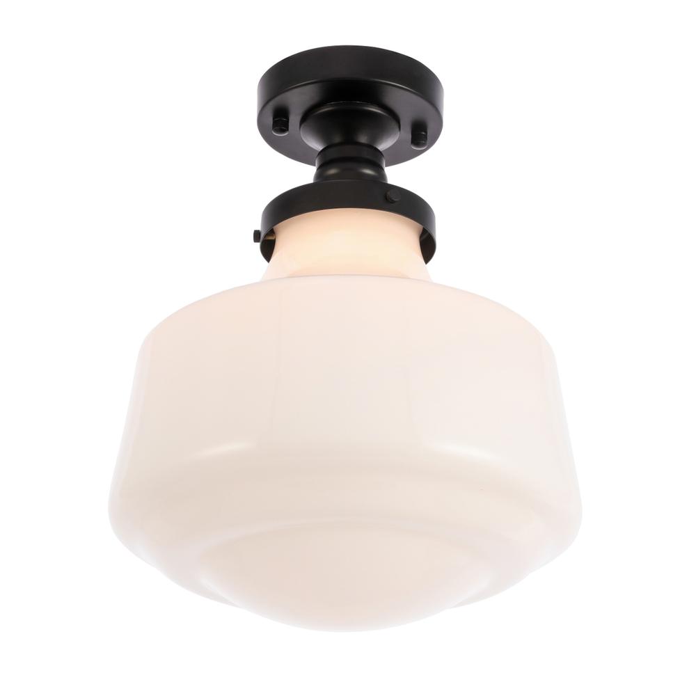 Lyle 1 Light Black And Frosted White Glass Flush Mount. Picture 5