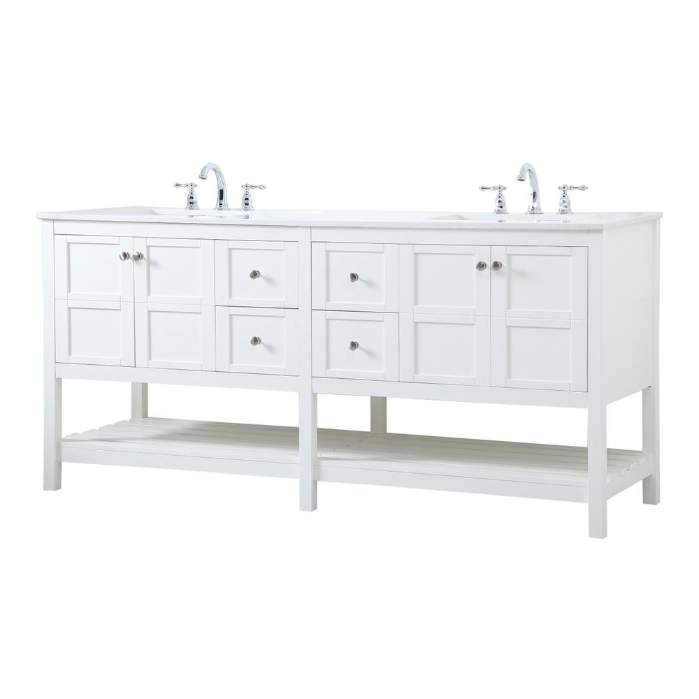 72 Inch Double Bathroom Vanity In White. Picture 6