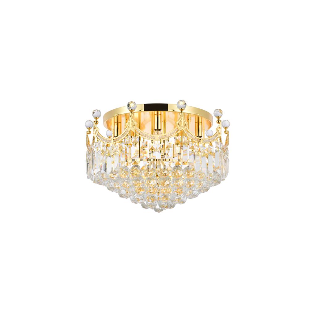 Corona 9 Light Gold Flush Mount Clear Royal Cut Crystal. Picture 6