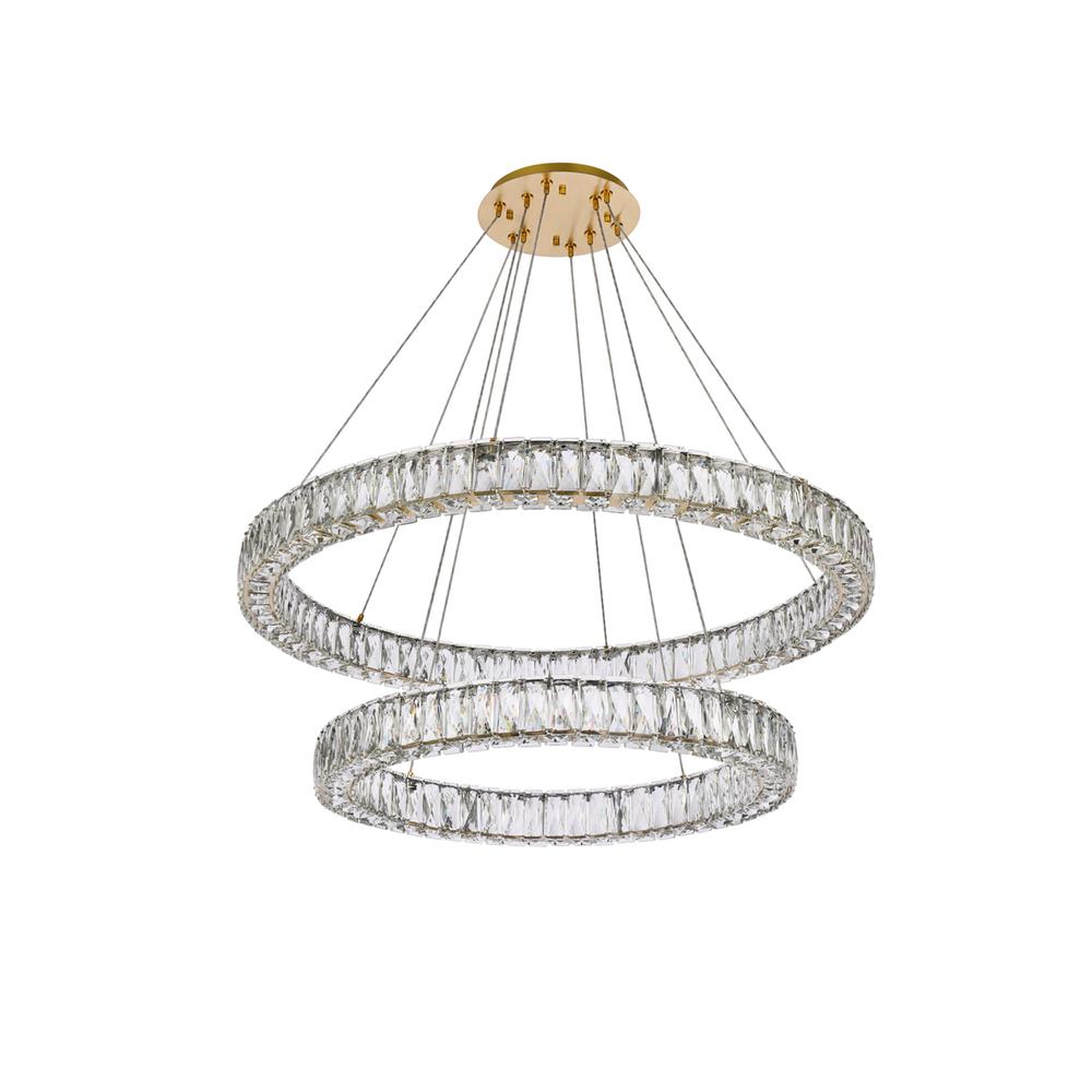 Monroe 36 Inch Led Double Ring Chandelier In Gold. Picture 6