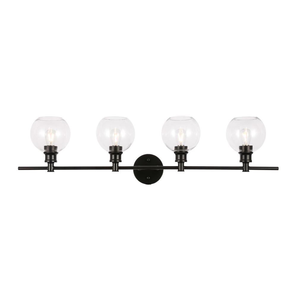 Collier 4 Light Black And Clear Glass Wall Sconce. Picture 1
