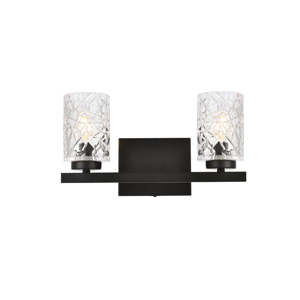 Cassie 2 Lights Bath Sconce In Black With Clear Shade. Picture 1