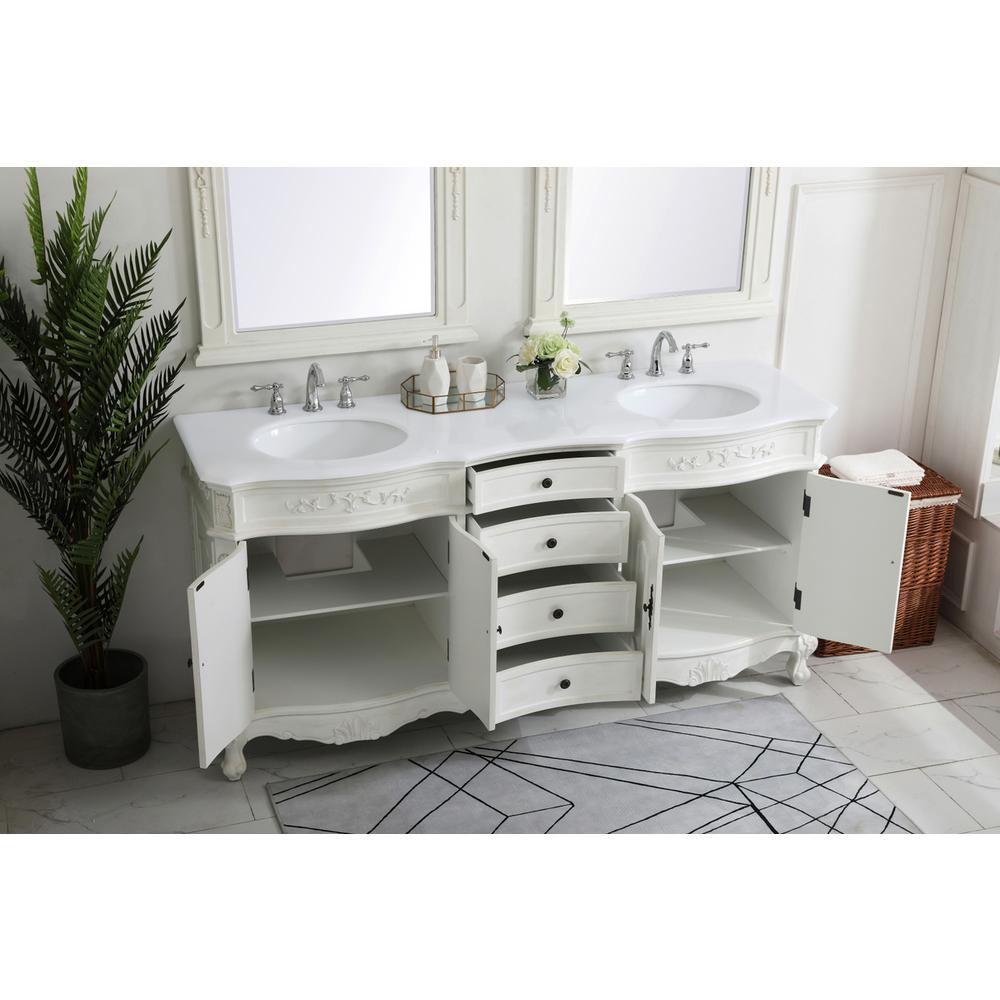 72 Inch Double Bathroom Vanity In Antique White. Picture 3