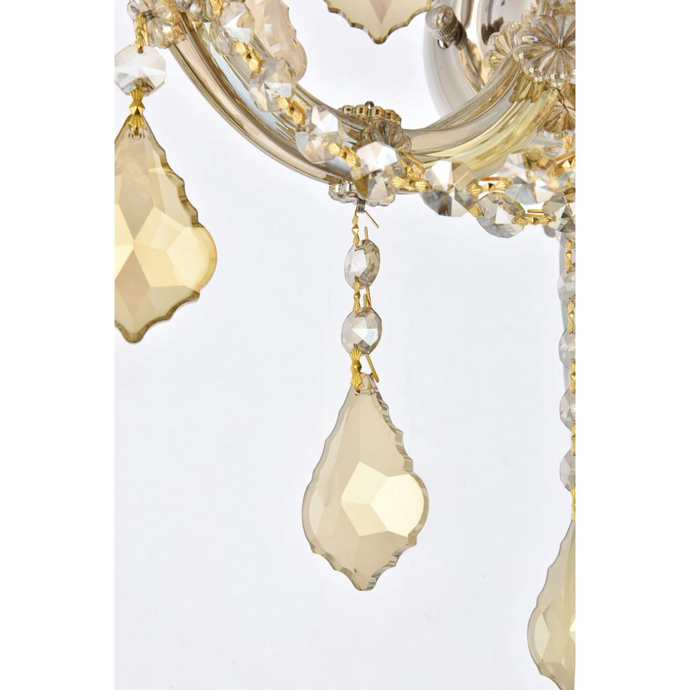 3 Light Golden Teak Wall Sconce Golden Teak (Smoky) Royal Cut Crystal. Picture 5