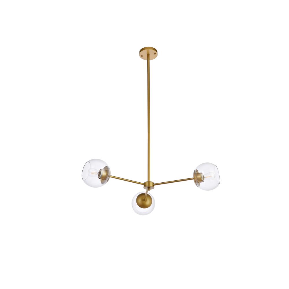 Briggs 32 Inch Pendant In Brass With Clear Shade. Picture 6