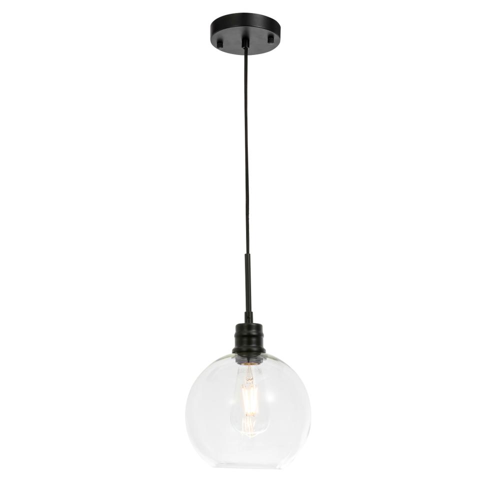 Emett 1 Light Black And Clear Glass Pendant. Picture 3
