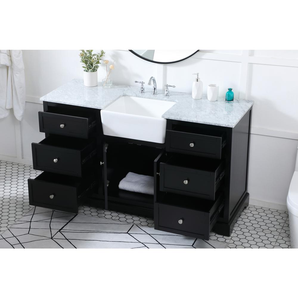 60 Inch Single Bathroom Vanity In Black. Picture 3