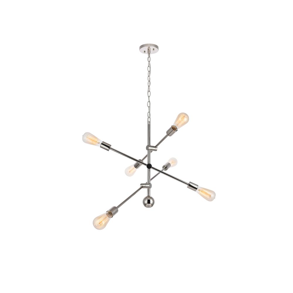 Axel 6 Lights Polished Nickel Pendant. Picture 1