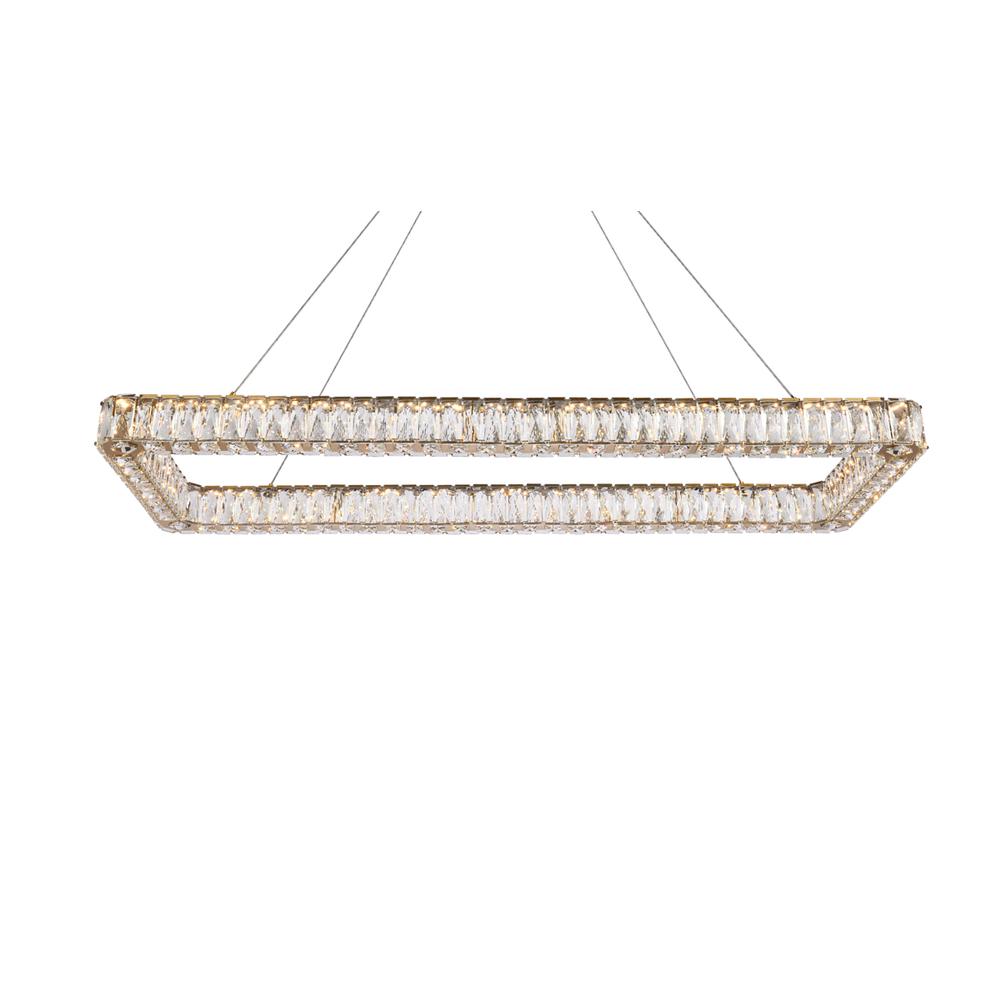 Monroe 50 Inch Led Single Rectangle Pendant In Gold. Picture 2