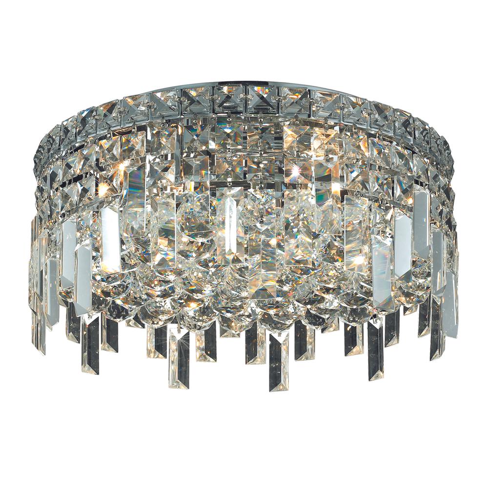 Maxime 5 Light Chrome Flush Mount Clear Royal Cut Crystal. Picture 1