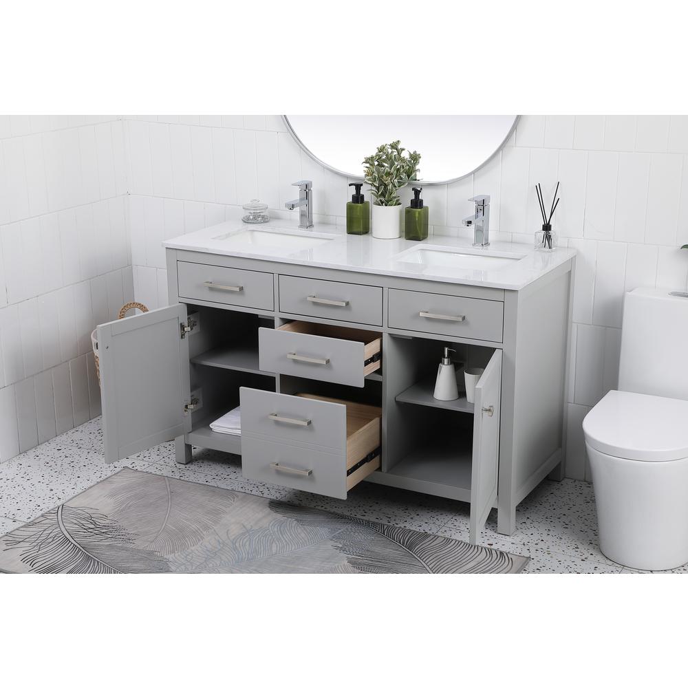 54 Inch Double Bathroom Vanity In Grey. Picture 3