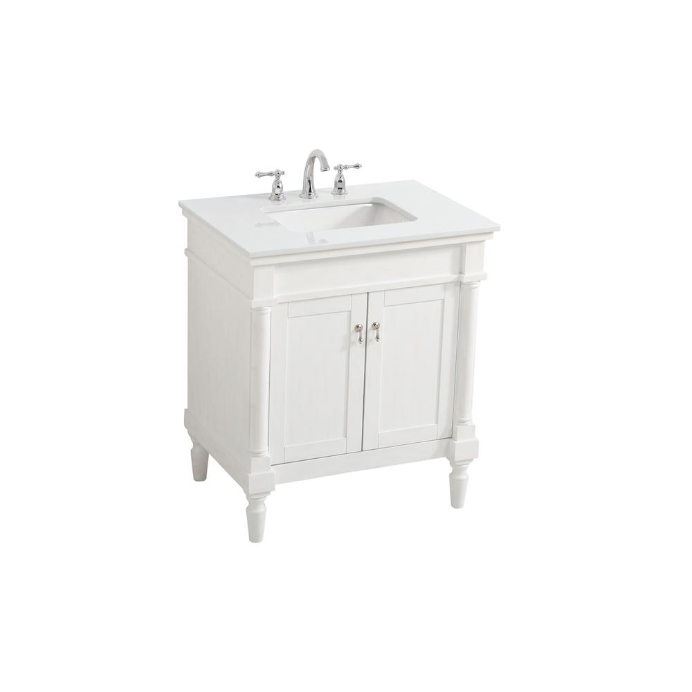 30 Inch Single Bathroom Vanity In Antique White. Picture 8