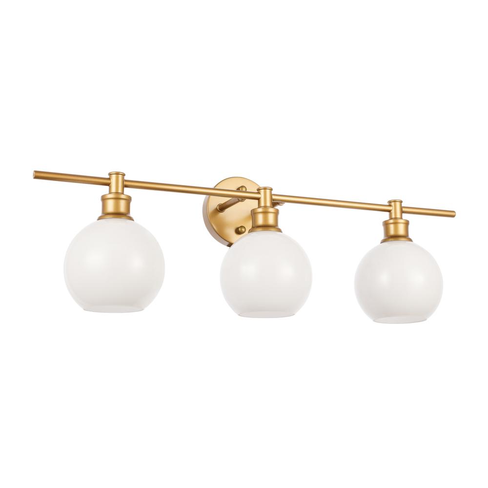 Collier 3 Light Brass And Frosted White Glass Wall Sconce. Picture 12