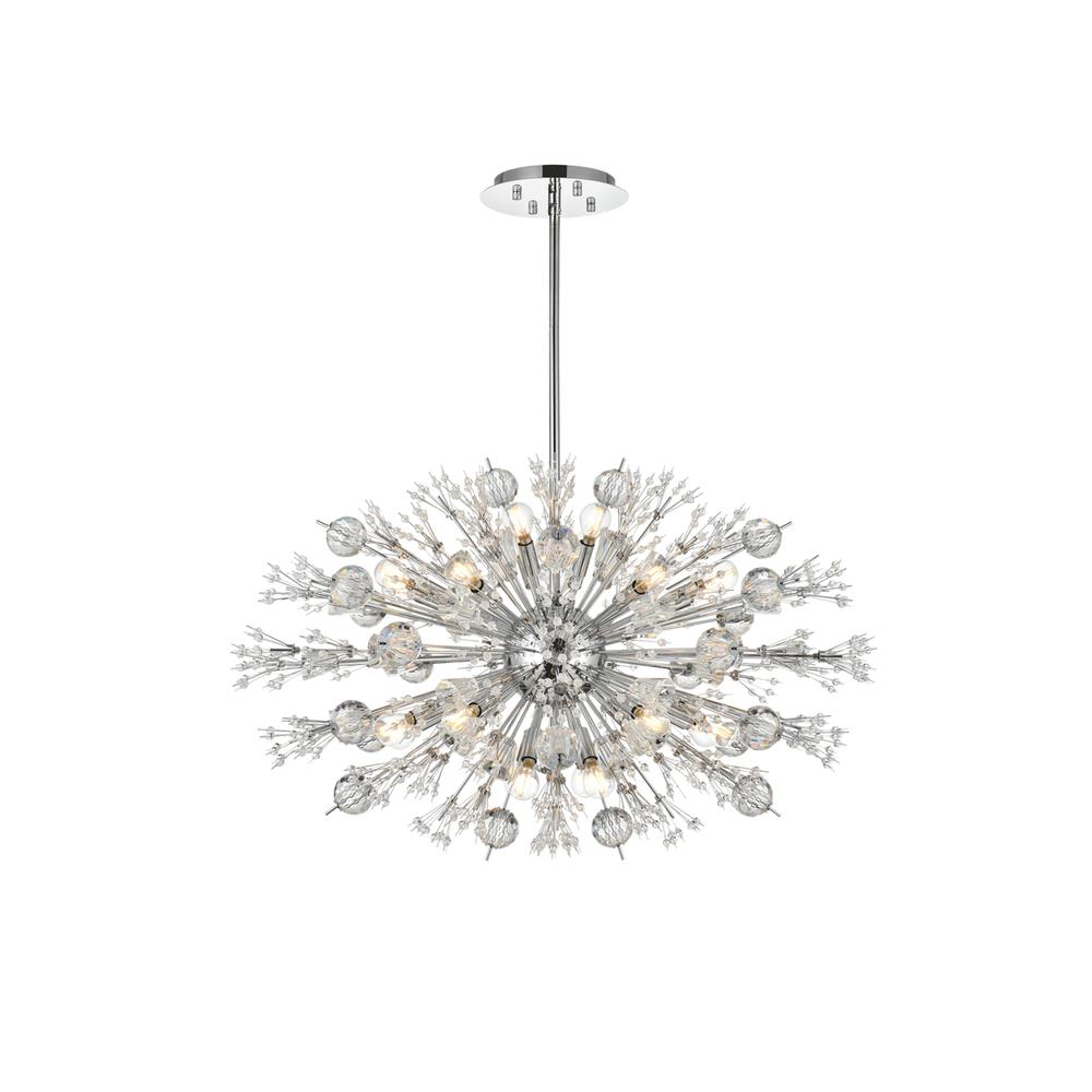 Vera 36 Inch Crystal Starburst Oval Pendant In Chrome. Picture 1