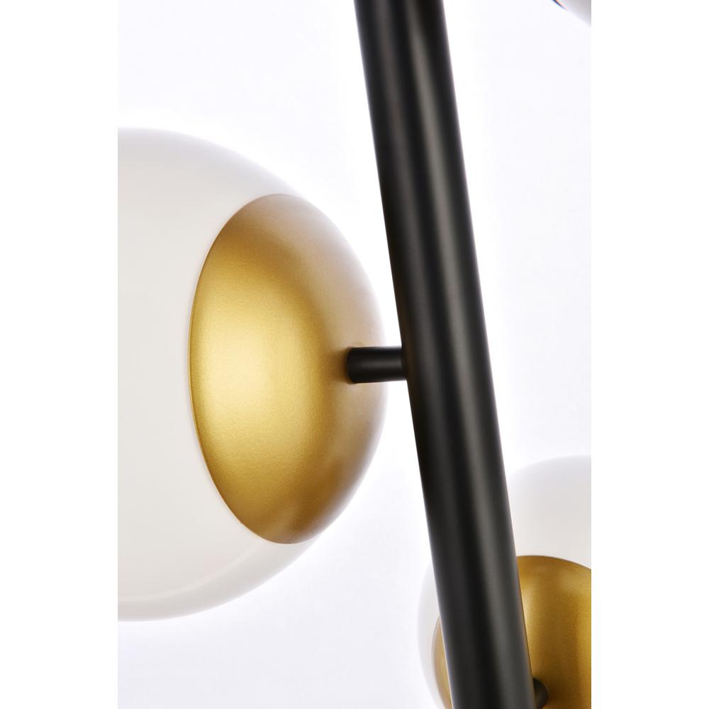 Wells 18 Inch Pendant In Black And Brass With White Shade. Picture 4