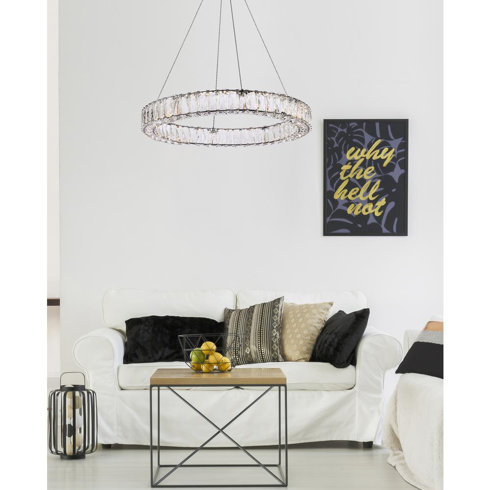 Monroe 26 Inch Led Round Single Pendant In Black. Picture 7