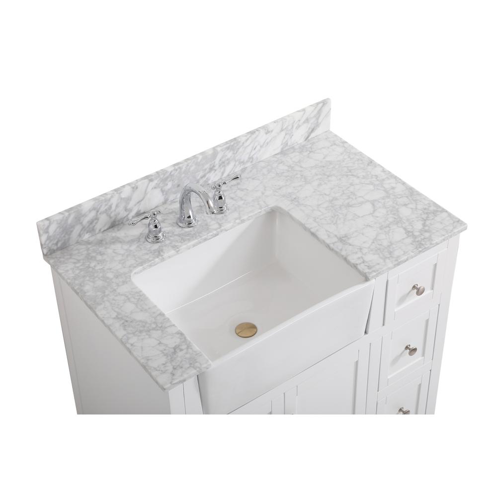36 Inch Single Bathroom Vanity In White With Backsplash. Picture 10