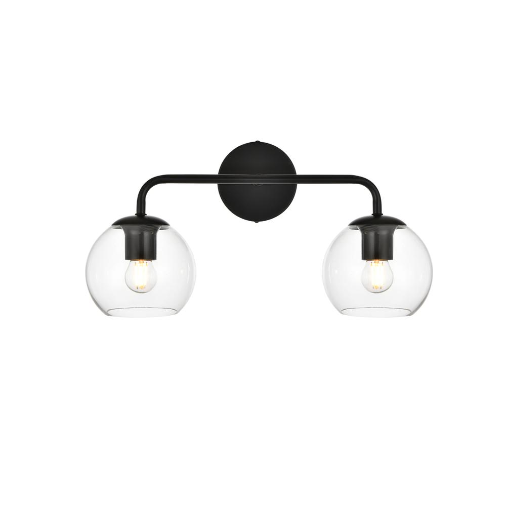 Genesis 2 Light Black And Clear Bath Sconce. Picture 1