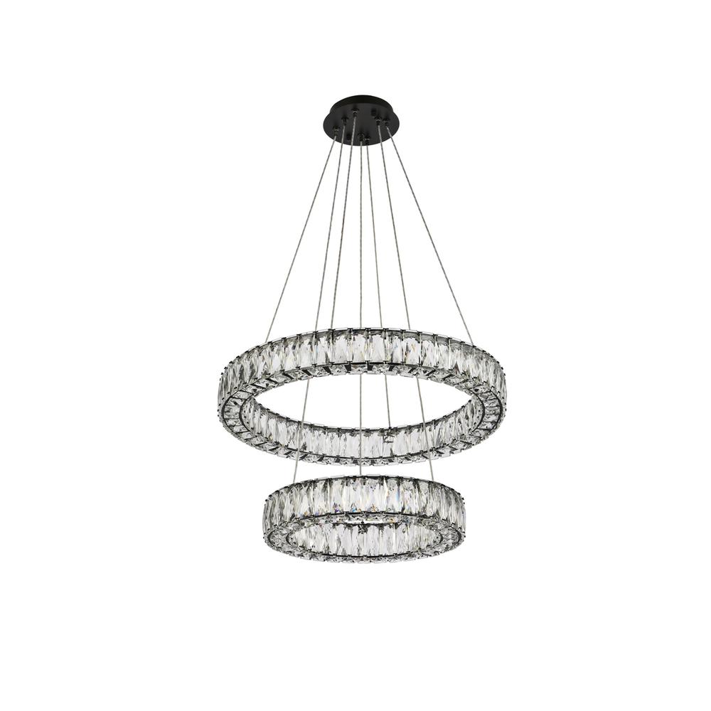 Monroe 24 Inch Led Double Ring Pendant In Black. Picture 6