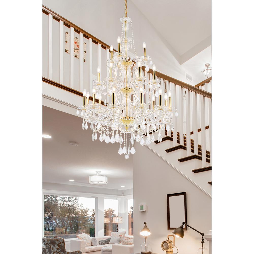 Giselle 21 Light Gold Chandelier Clear Royal Cut Crystal. Picture 7