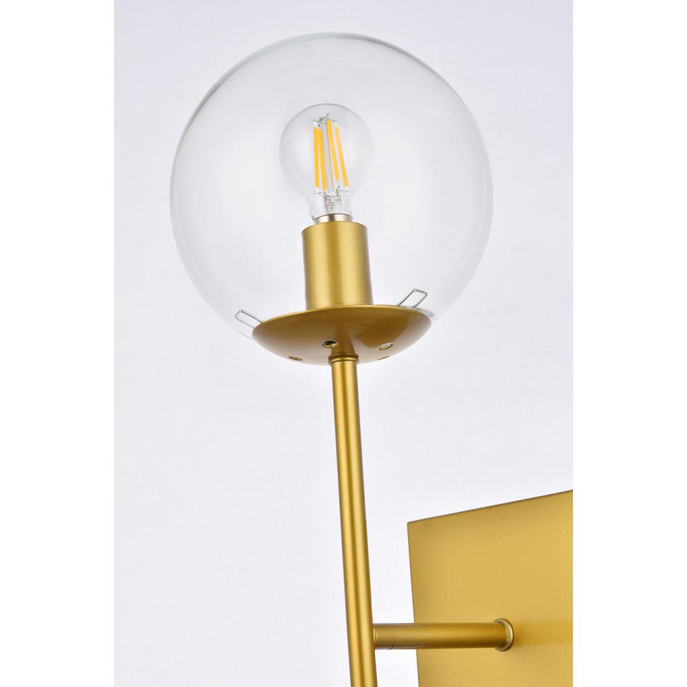 Neri 1 Light Brass And Clear Glass Wall Sconce. Picture 4