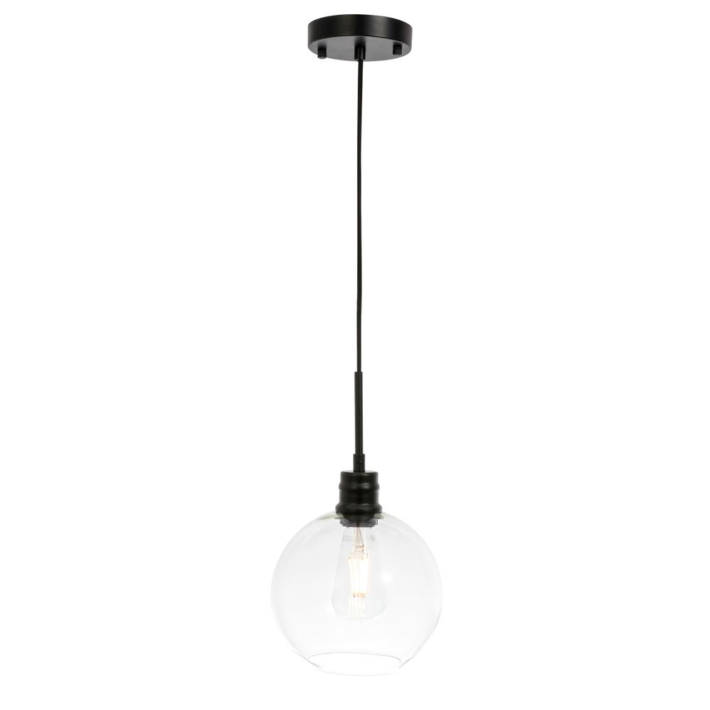 Emett 1 Light Black And Clear Glass Pendant. Picture 1