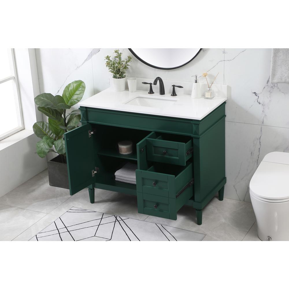 42 Inch Single Bathroom Vanity In Green With Backsplash. Picture 3