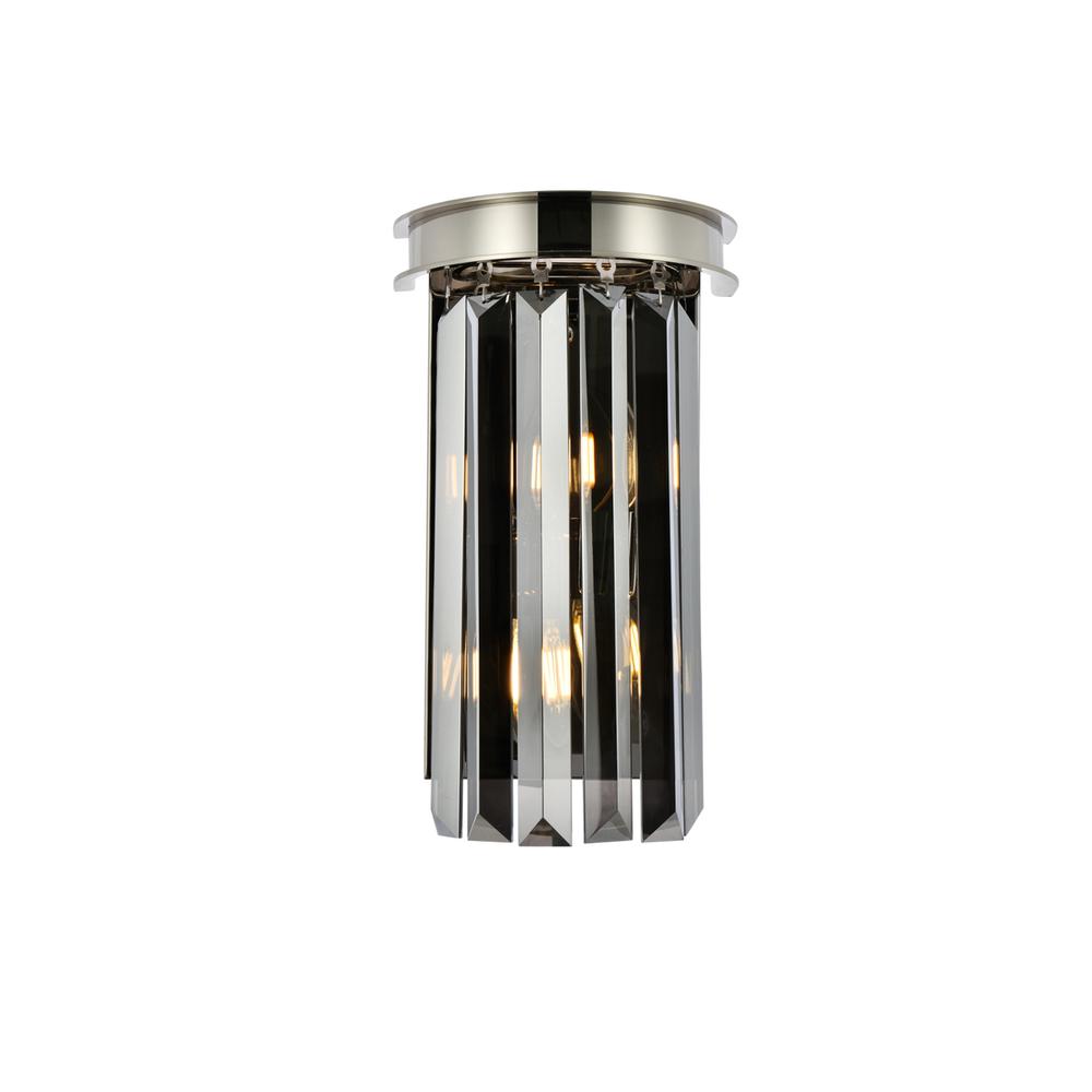 Sydney 2 Light Polished Nickel Wall Sconce Silver Shade (Grey) Royal Cut Crystal. Picture 1