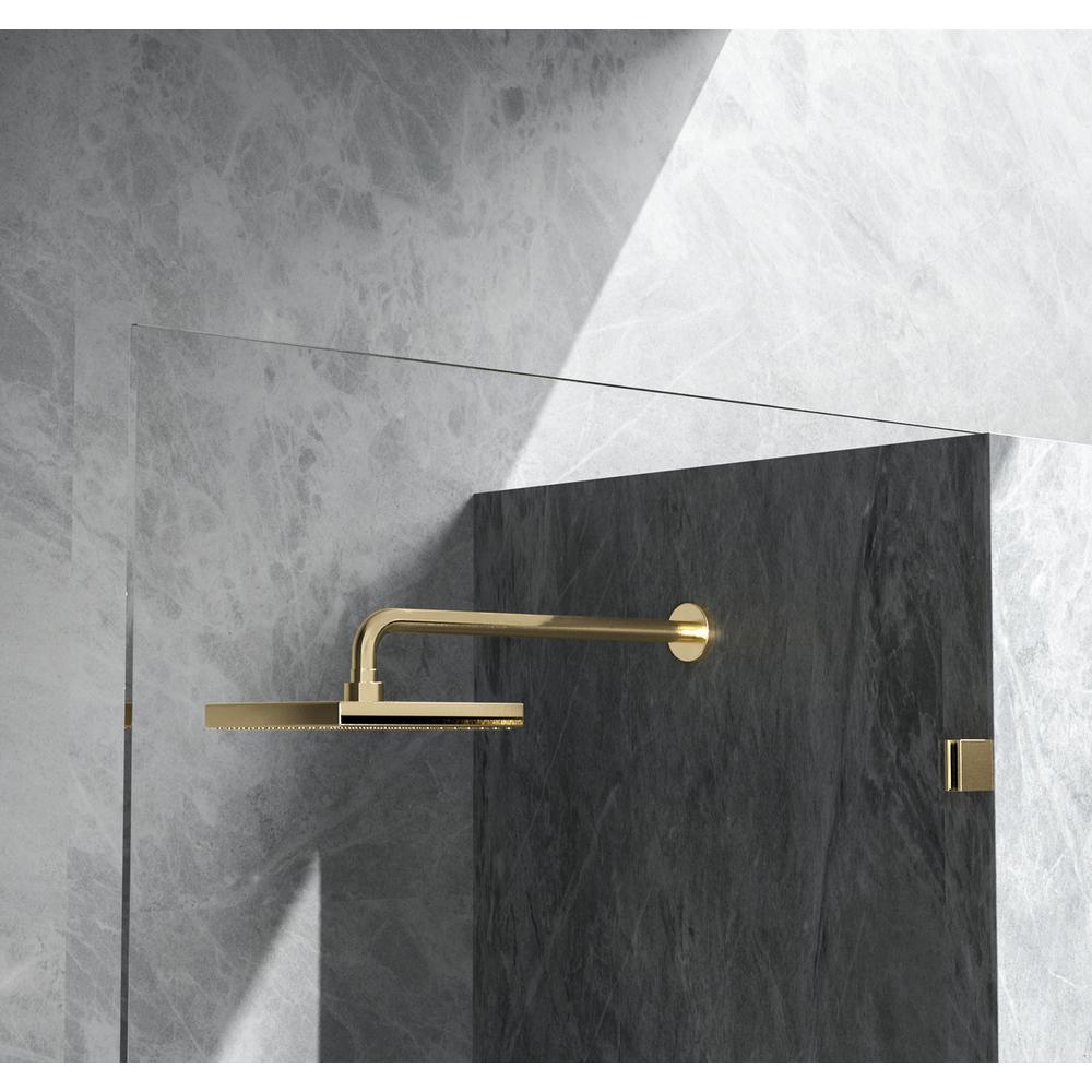 Fixed Frameless Shower Door 35 X 78 Brushed Gold. Picture 5
