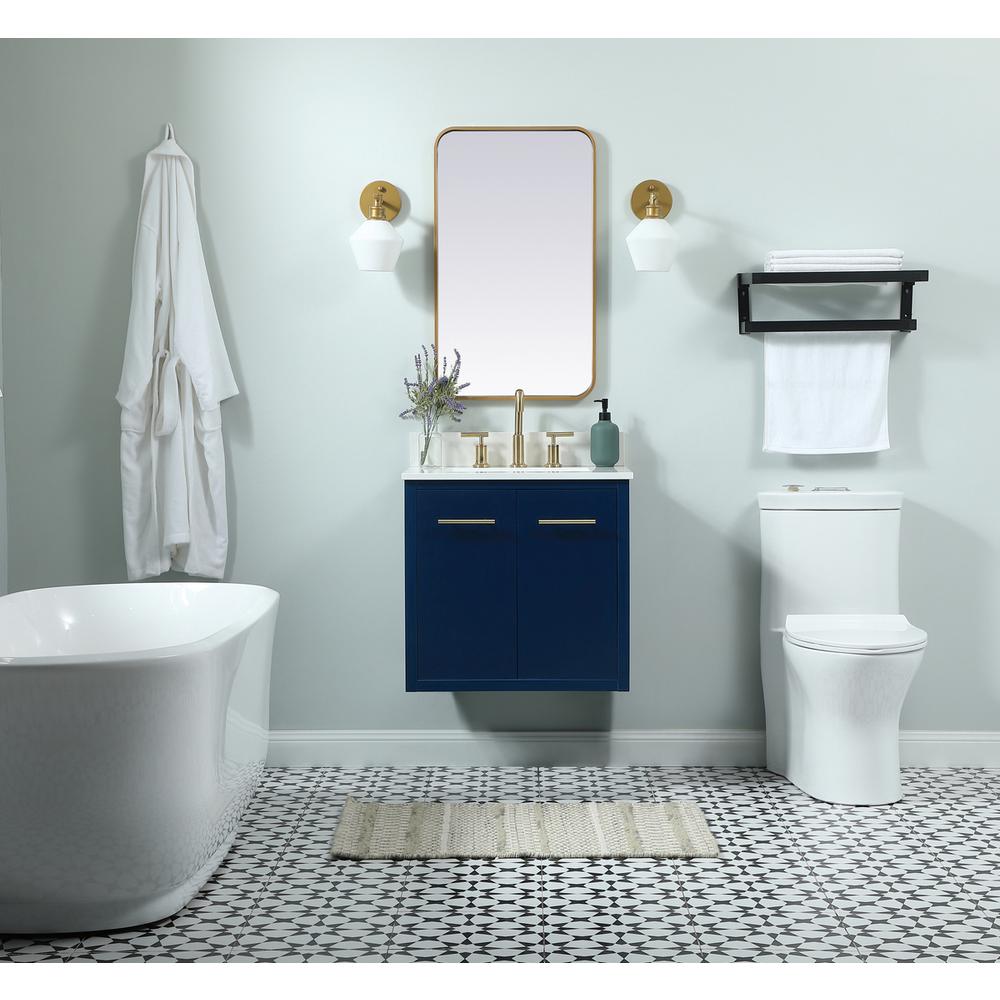 24 Inch Single Bathroom Vanity In Blue With Backsplash. Picture 7
