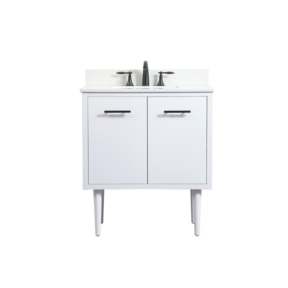 30 Inch Single Bathroom Vanity In White With Backsplash. Picture 1