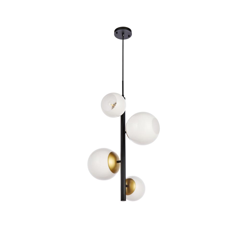 Wells 18 Inch Pendant In Black And Brass With White Shade. Picture 6