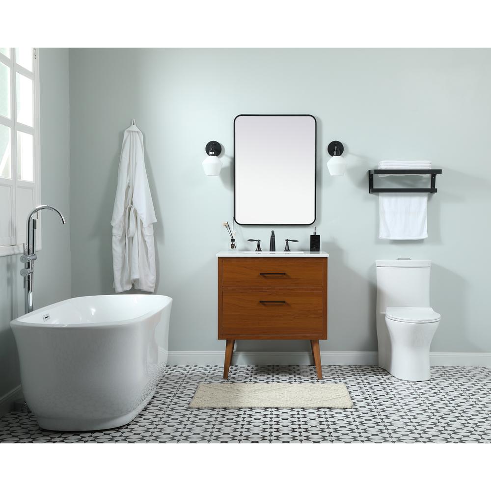30 Inch Single Bathroom Vanity In Teak. Picture 4