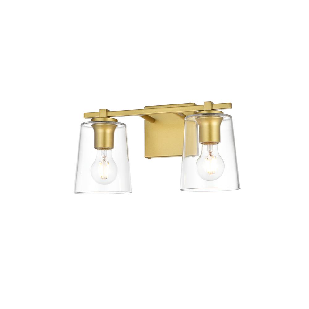 Kacey 2 Light Brass And Clear Bath Sconce. Picture 2