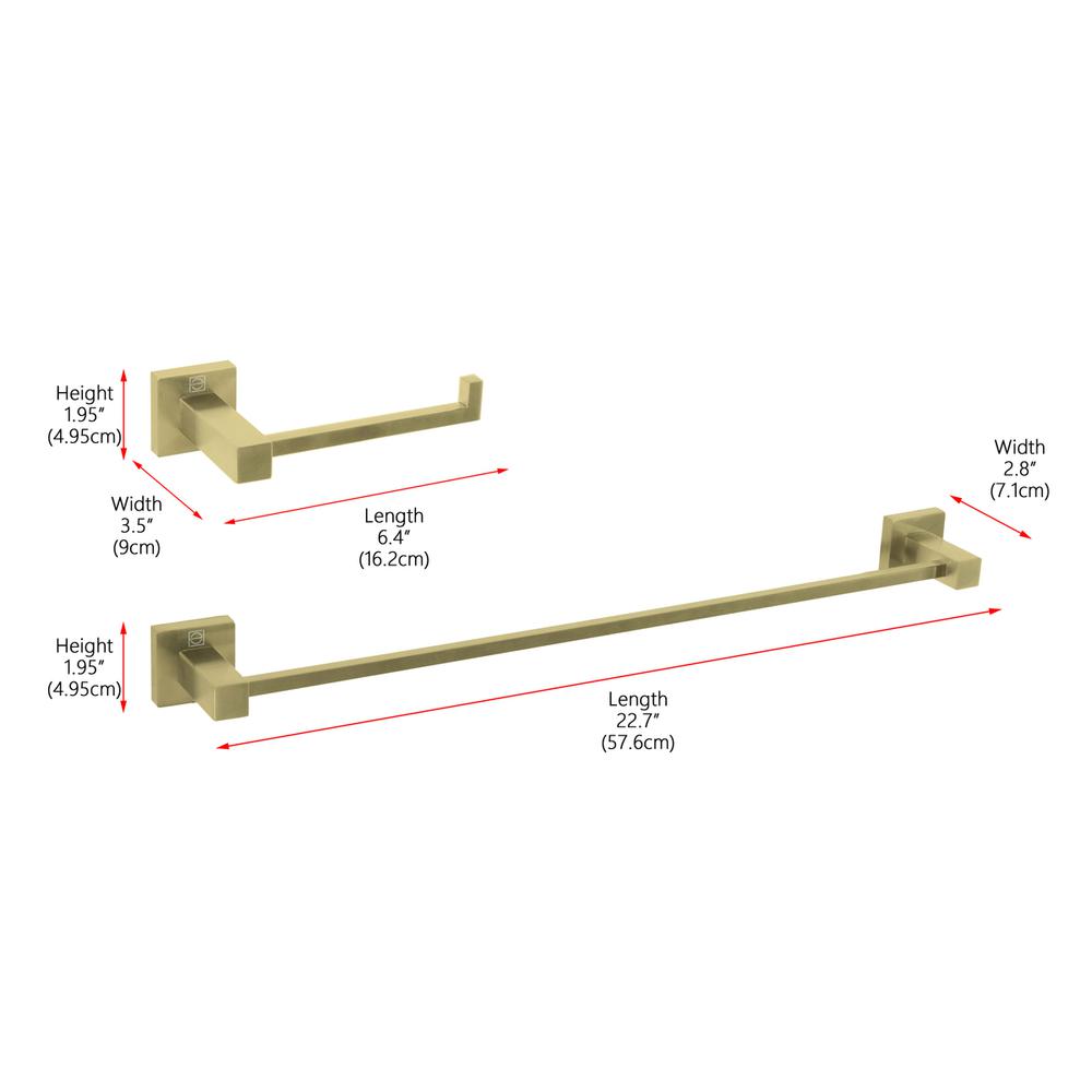 Isla 2-Piece Bathroom Hardware Set In Brushed Gold. Picture 7