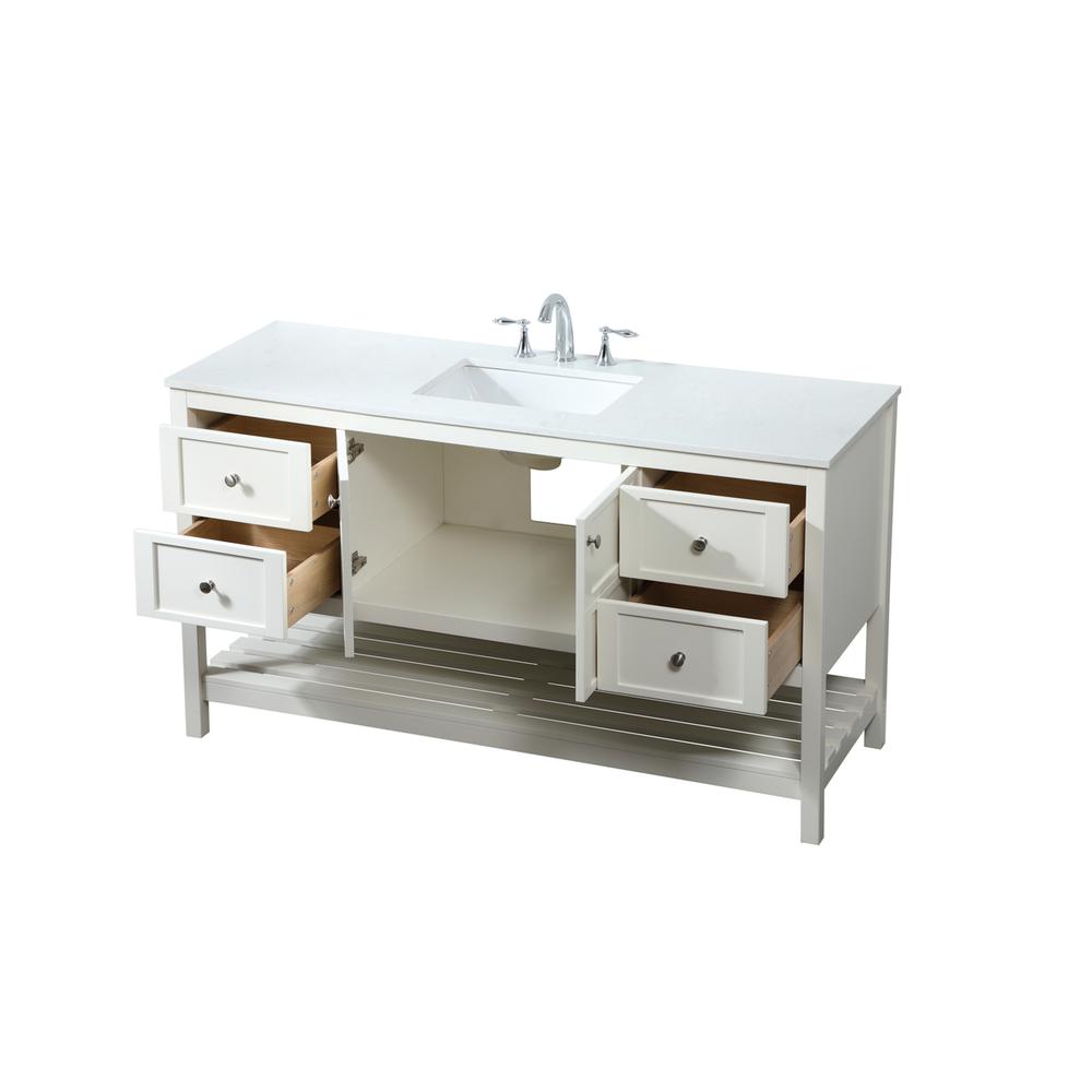 60 Inch Single Bathroom Vanity In White. Picture 9