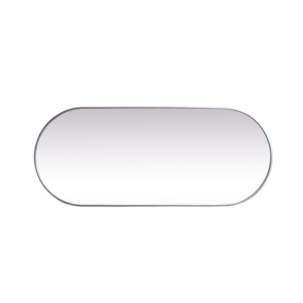 Metal Frame Oval Mirror 30X72 Inch In Silver. Picture 8
