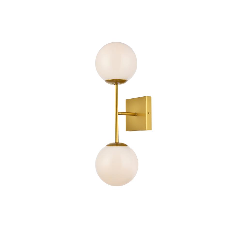 Neri 2 Lights Brass And White Glass Wall Sconce. Picture 2