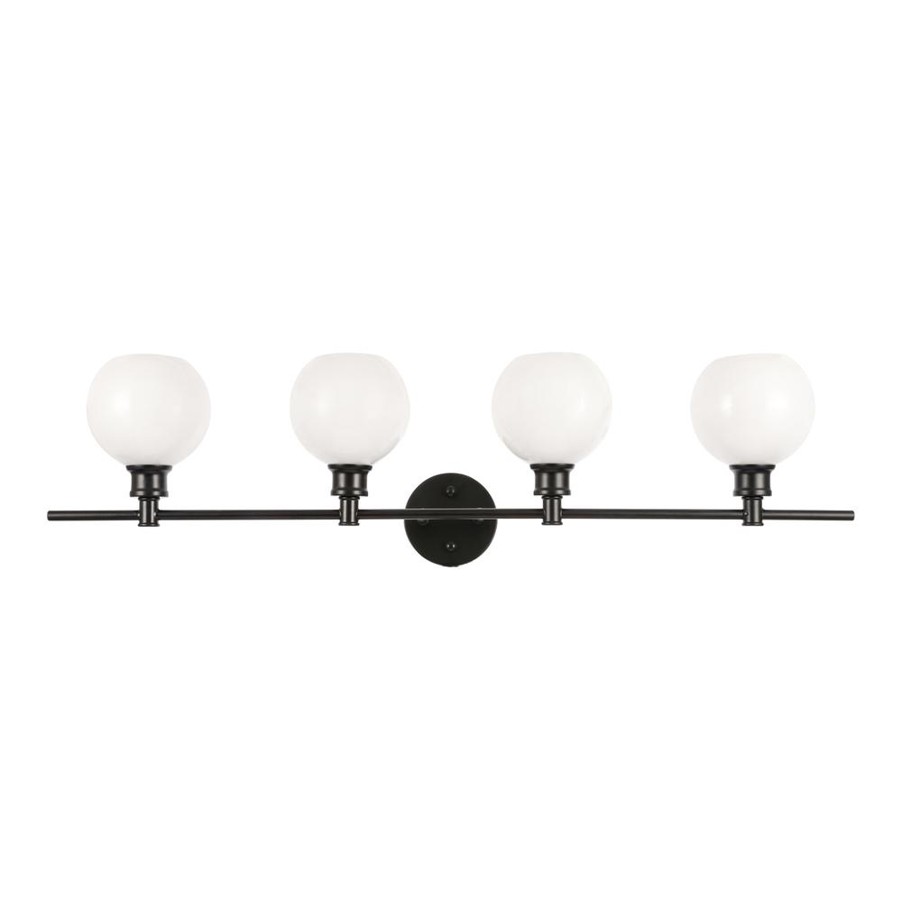 Collier 4 Light Black And Frosted White Glass Wall Sconce. Picture 2