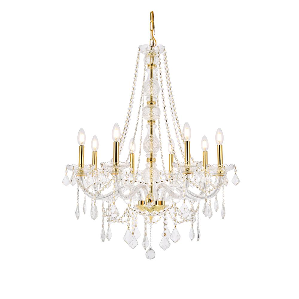 Verona 8 Light Gold Chandelier Clear Royal Cut Crystal. Picture 2