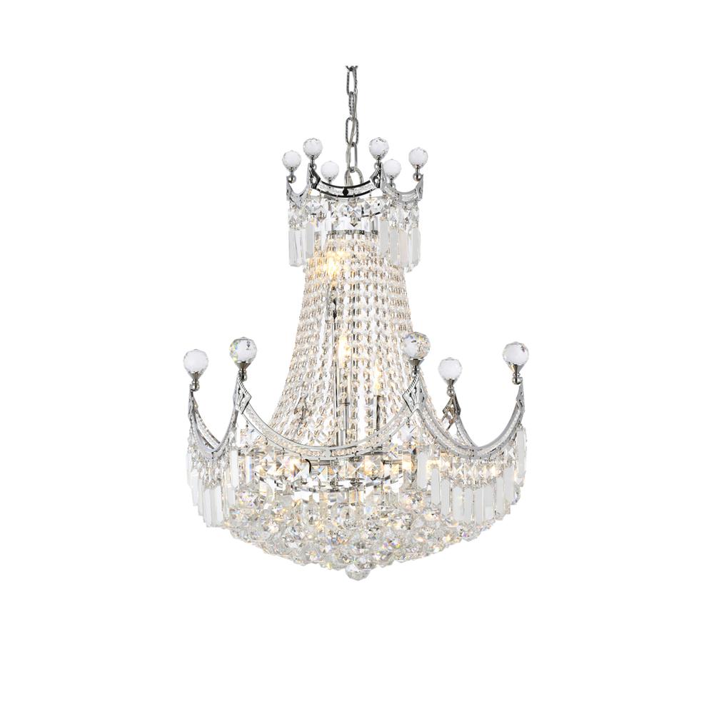 Corona 9 Light Chrome Chandelier Clear Royal Cut Crystal. Picture 2