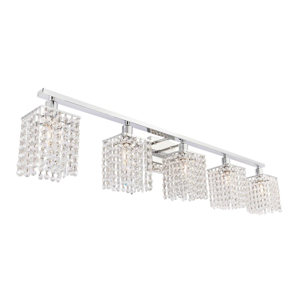 Phineas 5 Light Chrome And Clear Crystals Wall Sconce. Picture 6