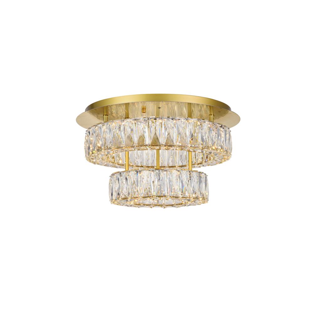 Monroe Led Light Gold Flush Mount Clear Royal Cut Crystal. Picture 1