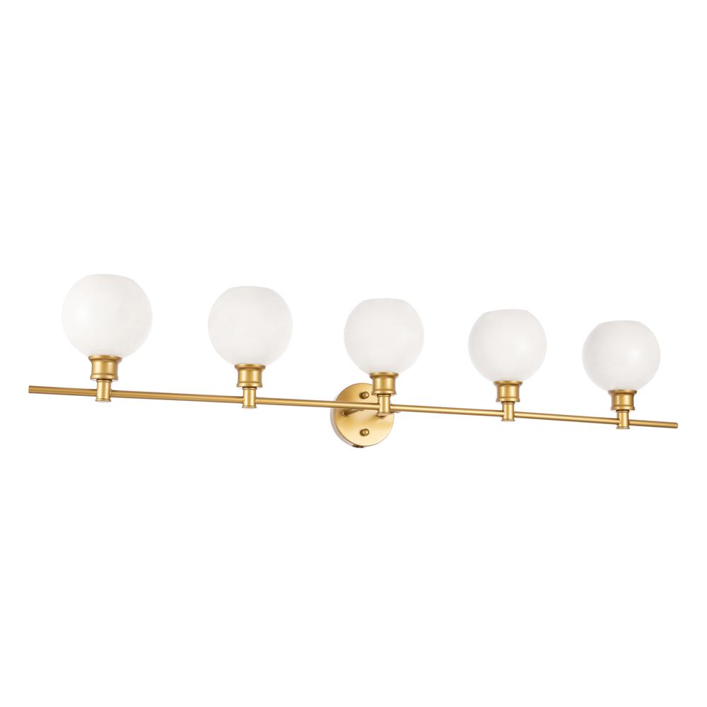 Collier 5 Light Brass And Frosted White Glass Wall Sconce. Picture 3