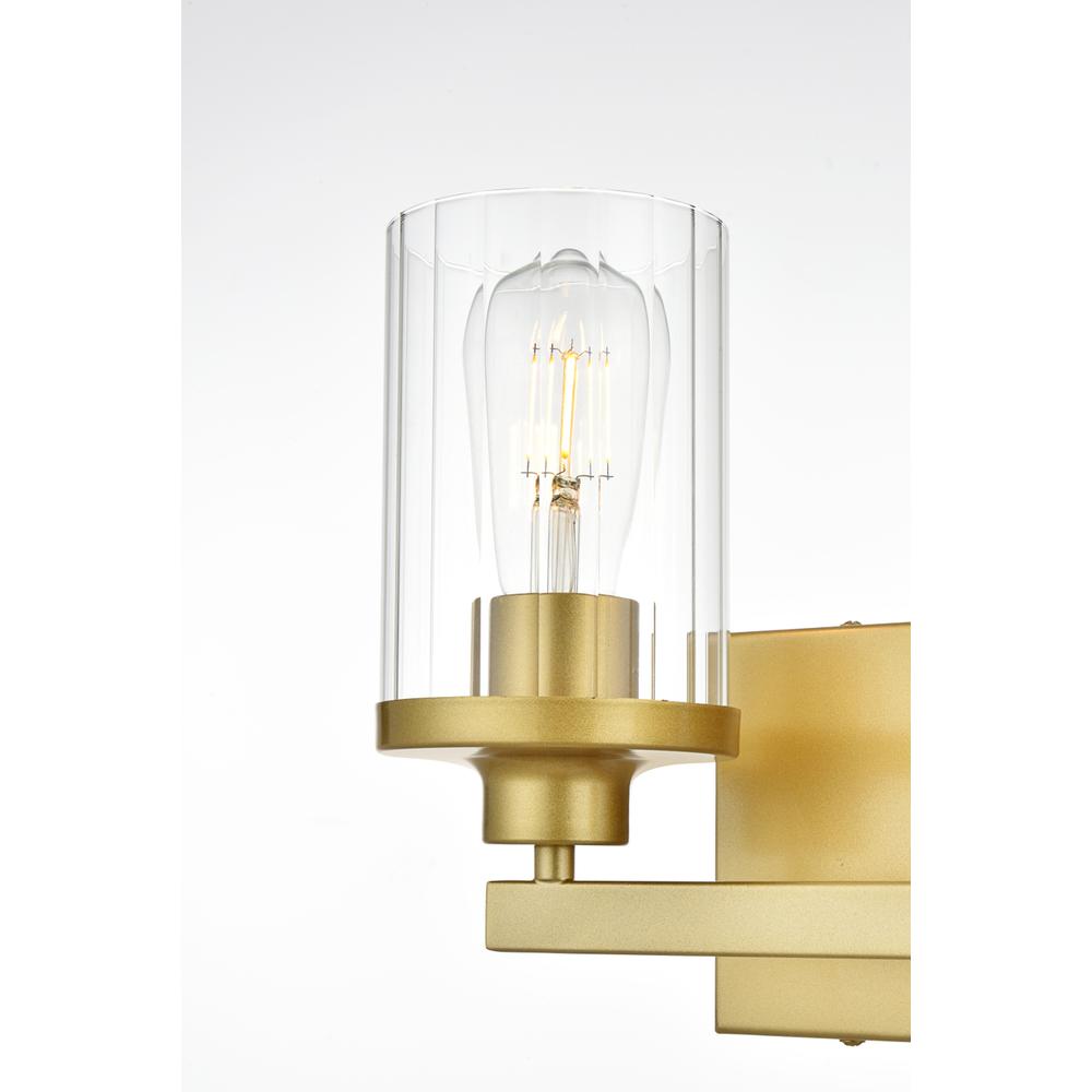 Saanvi 2 Light Brass And Clear Bath Sconce. Picture 4
