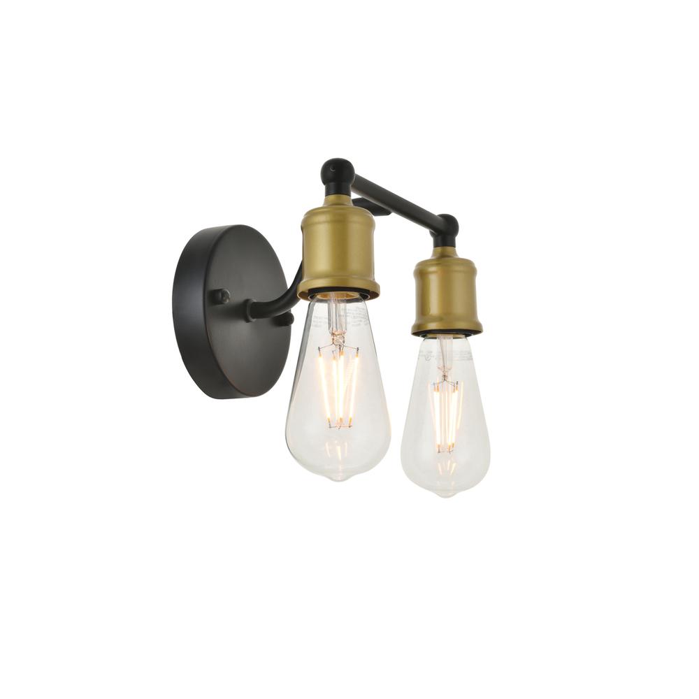 Serif 2 Light Brass And Black Wall Sconce. Picture 6